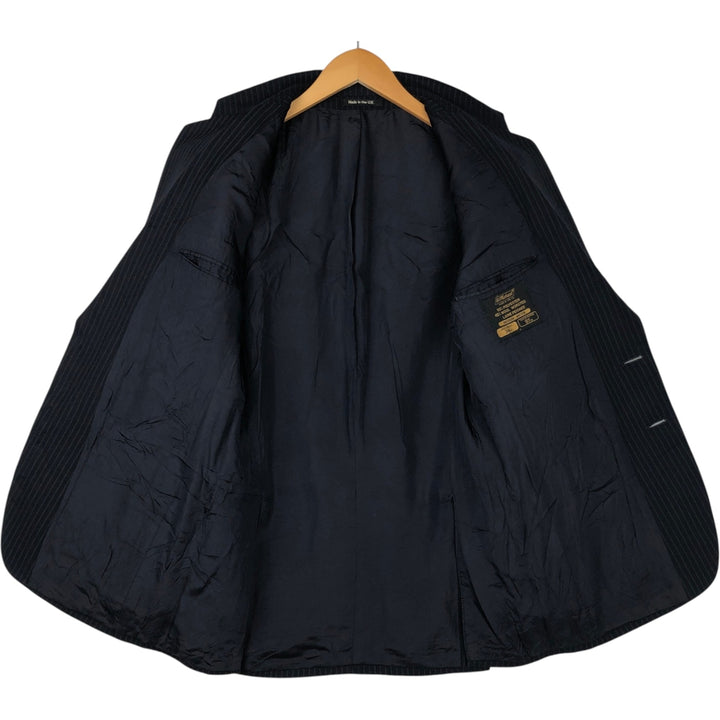 St. Michael Striped Wool Tailored Jacket, Made in England, Men's Size Small polyester navy blue type Vintage Second Hand