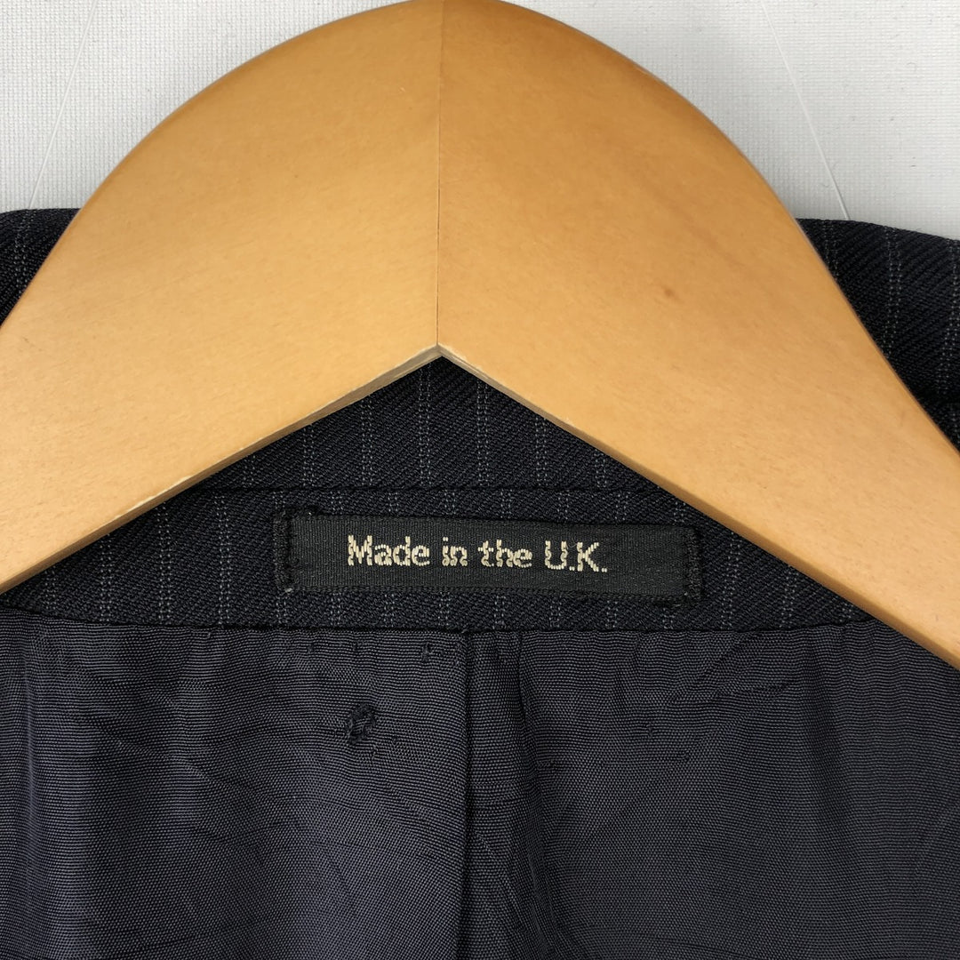 St. Michael Striped Wool Tailored Jacket, Made in England, Men's Size Small polyester navy blue type Vintage Second Hand
