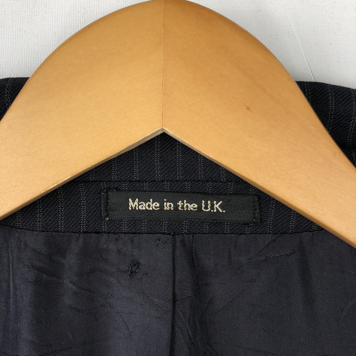 St. Michael Striped Wool Tailored Jacket, Made in England, Men's Size Small polyester navy blue type Vintage Second Hand