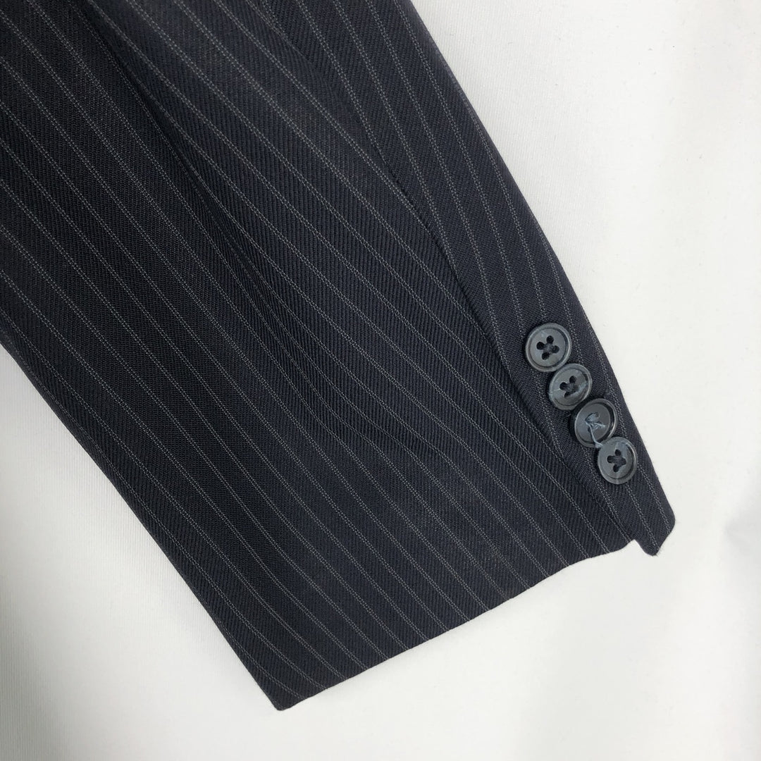 St. Michael Striped Wool Tailored Jacket, Made in England, Men's Size Small polyester navy blue type Vintage Second Hand