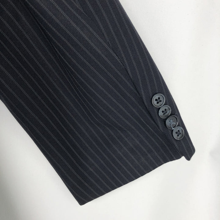 St. Michael Striped Wool Tailored Jacket, Made in England, Men's Size Small polyester navy blue type Vintage Second Hand