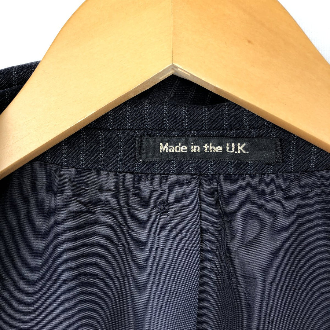 St. Michael Striped Wool Tailored Jacket, Made in England, Men's Size Small polyester navy blue type Vintage Second Hand