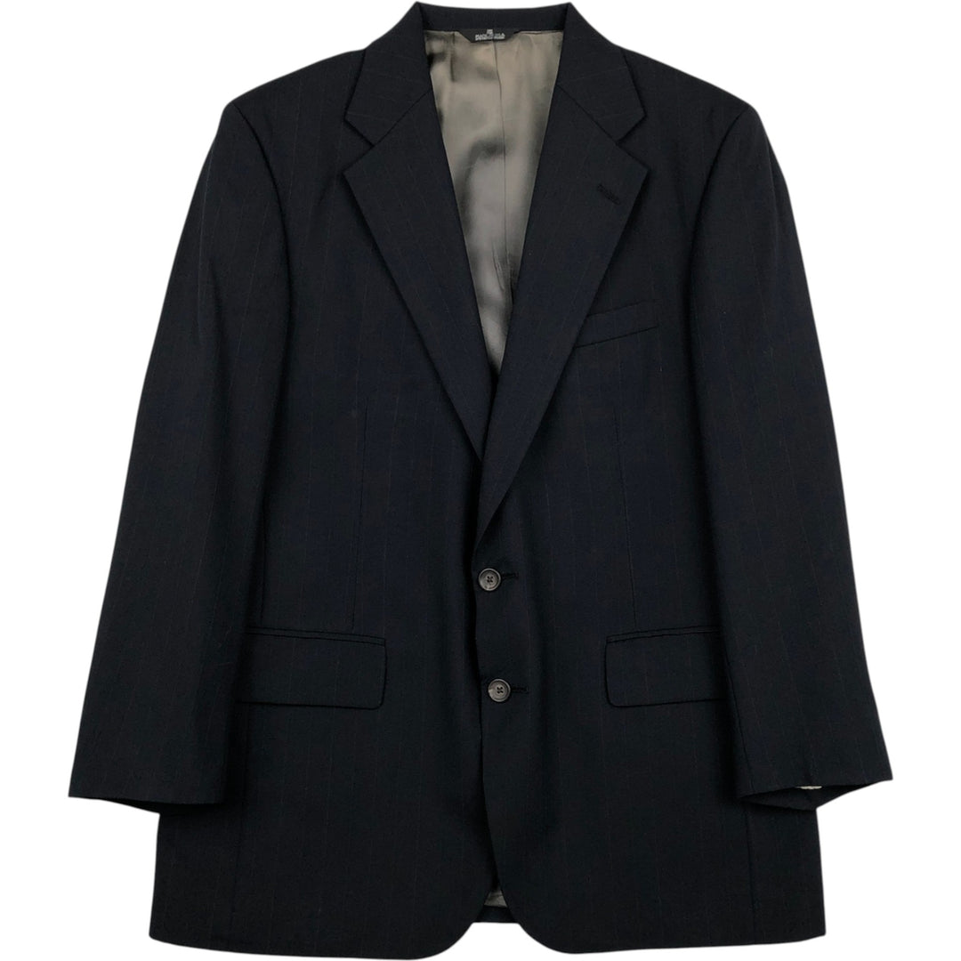 Vintage 1970'S Ralph Lauren Chaps striped wool tailored jacket, made in the USA, size M. wool navy blue type Vintage Second Hand