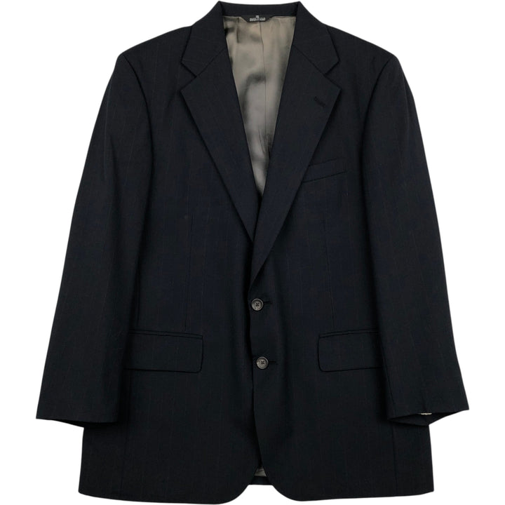 Vintage 1970'S Ralph Lauren Chaps striped wool tailored jacket, made in the USA, size M. wool navy blue type Vintage Second Hand