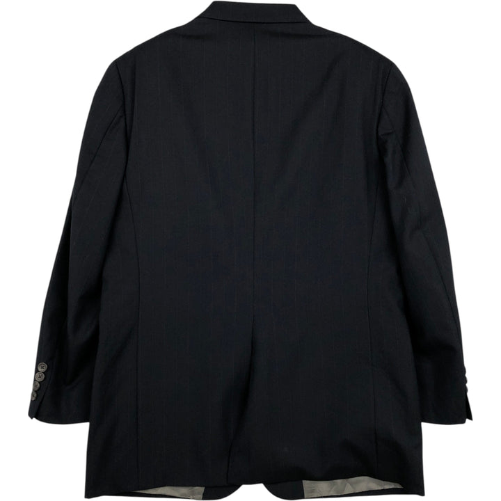 Vintage 1970'S Ralph Lauren Chaps striped wool tailored jacket, made in the USA, size M. wool navy blue type Vintage Second Hand