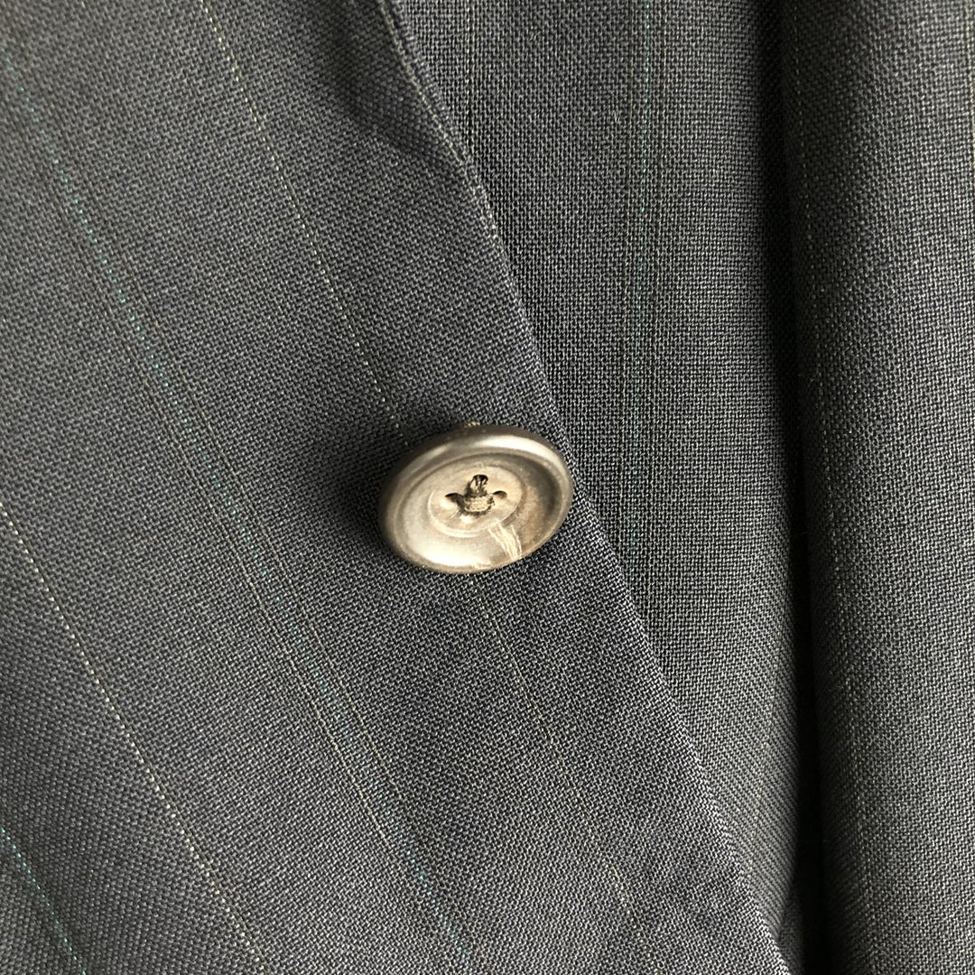 Vintage 1970'S Ralph Lauren Chaps striped wool tailored jacket, made in the USA, size M. wool navy blue type Vintage Second Hand