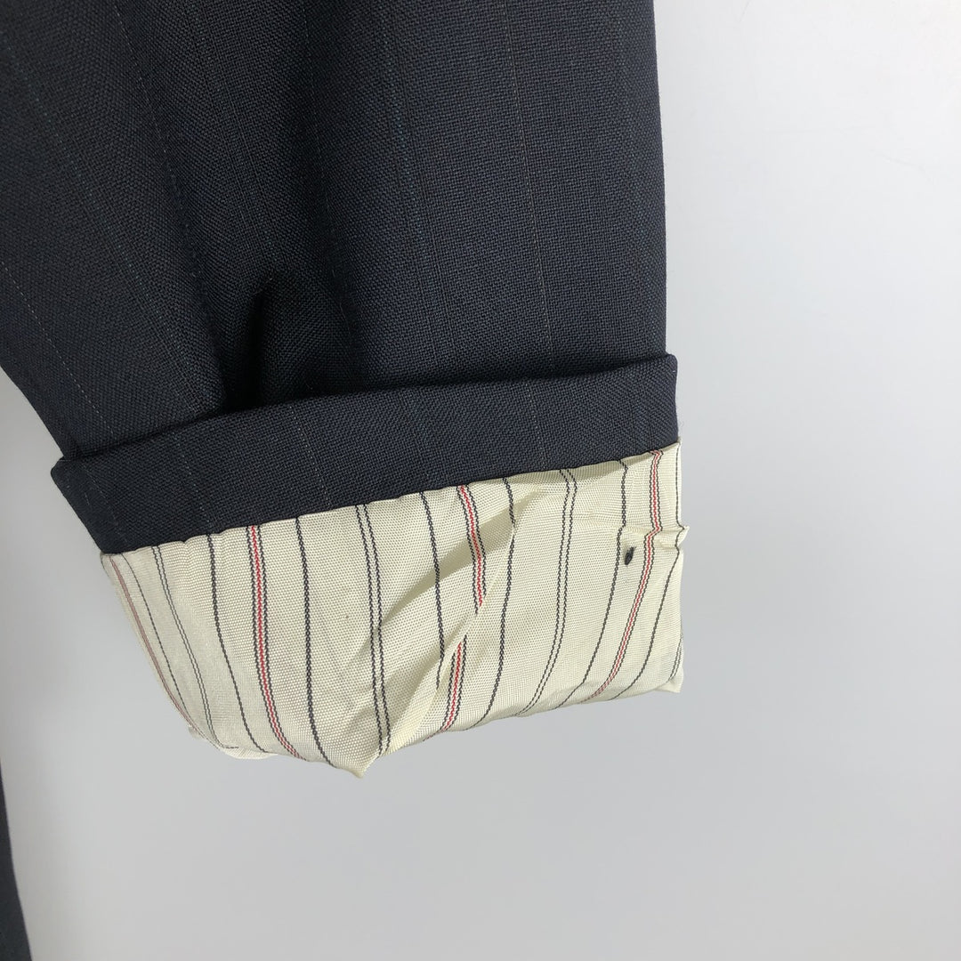 Vintage 1970'S Ralph Lauren Chaps striped wool tailored jacket, made in the USA, size M. wool navy blue type Vintage Second Hand