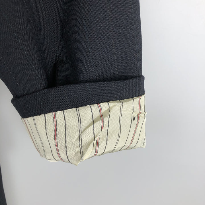 Vintage 1970'S Ralph Lauren Chaps striped wool tailored jacket, made in the USA, size M. wool navy blue type Vintage Second Hand