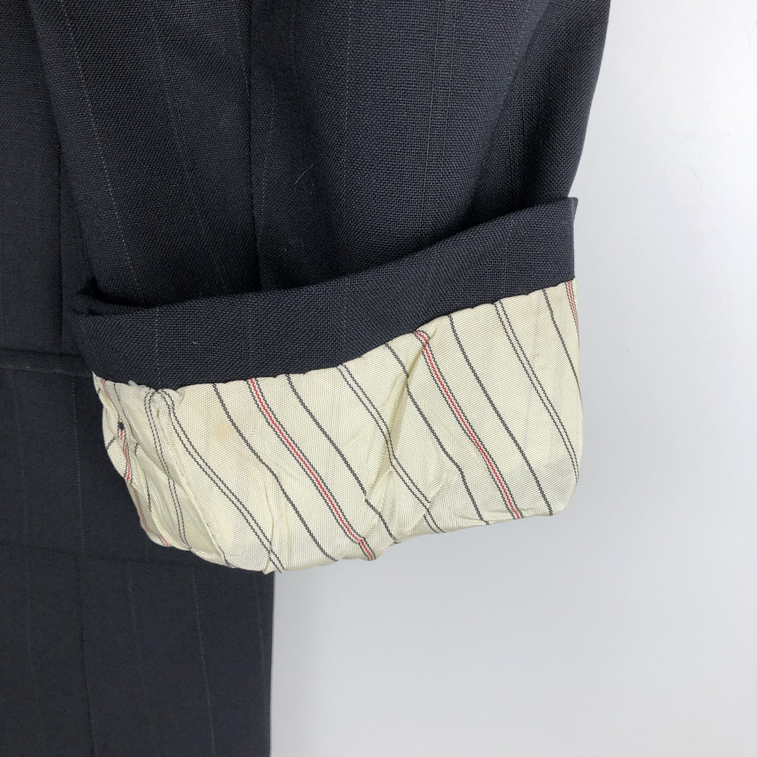 Vintage 1970'S Ralph Lauren Chaps striped wool tailored jacket, made in the USA, size M. wool navy blue type Vintage Second Hand