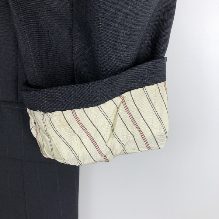 Vintage 1970'S Ralph Lauren Chaps striped wool tailored jacket, made in the USA, size M. wool navy blue type Vintage Second Hand