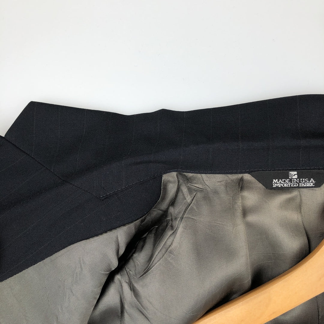 Vintage 1970'S Ralph Lauren Chaps striped wool tailored jacket, made in the USA, size M. wool navy blue type Vintage Second Hand