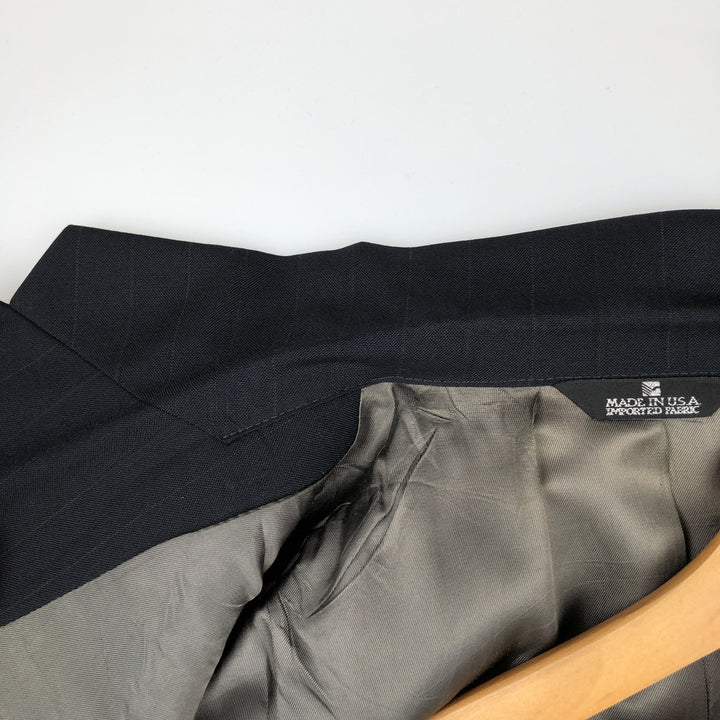 Vintage 1970'S Ralph Lauren Chaps striped wool tailored jacket, made in the USA, size M. wool navy blue type Vintage Second Hand