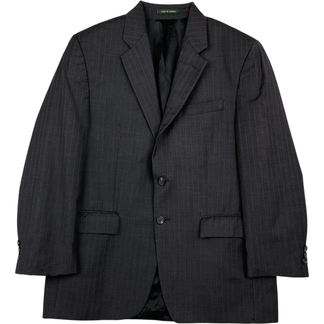 Ralph Lauren Lauren Striped Wool Tailored Jacket, Made in Canada, Men's Size M wool gray type Vintage Second Hand