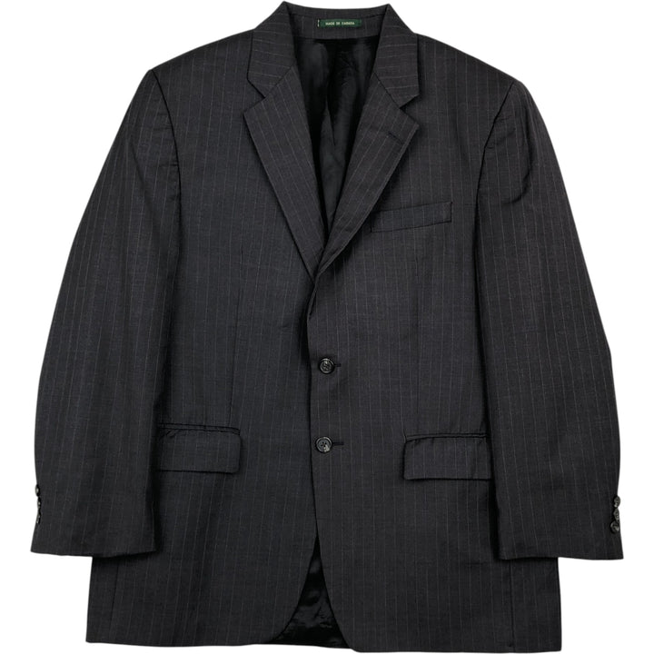 Ralph Lauren Lauren Striped Wool Tailored Jacket, Made in Canada, Men's Size M wool gray type Vintage Second Hand