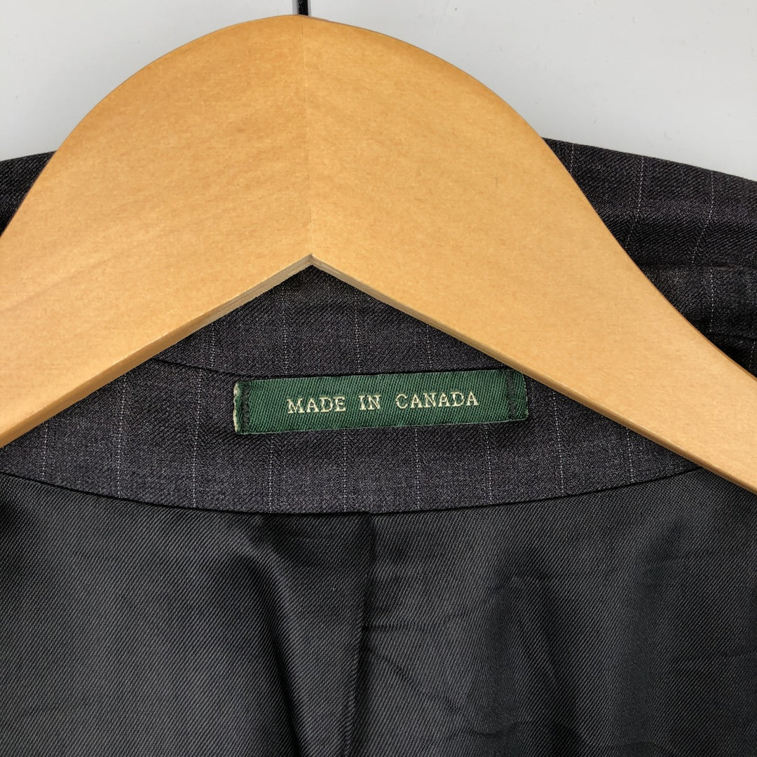 Ralph Lauren Lauren Striped Wool Tailored Jacket, Made in Canada, Men's Size M wool gray type Vintage Second Hand