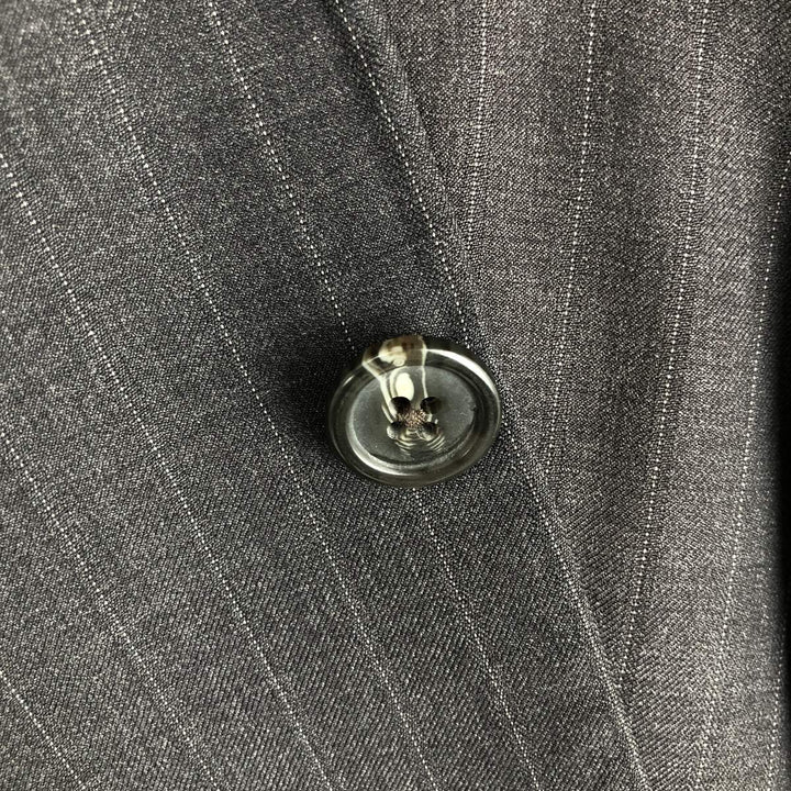 Ralph Lauren Lauren Striped Wool Tailored Jacket, Made in Canada, Men's Size M wool gray type Vintage Second Hand