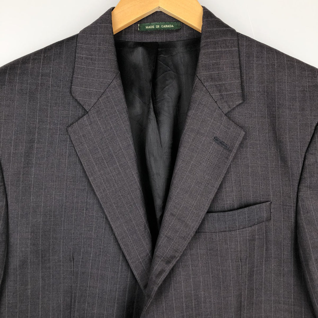 Ralph Lauren Lauren Striped Wool Tailored Jacket, Made in Canada, Men's Size M wool gray type Vintage Second Hand