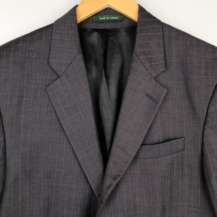 Ralph Lauren Lauren Striped Wool Tailored Jacket, Made in Canada, Men's Size M wool gray type Vintage Second Hand