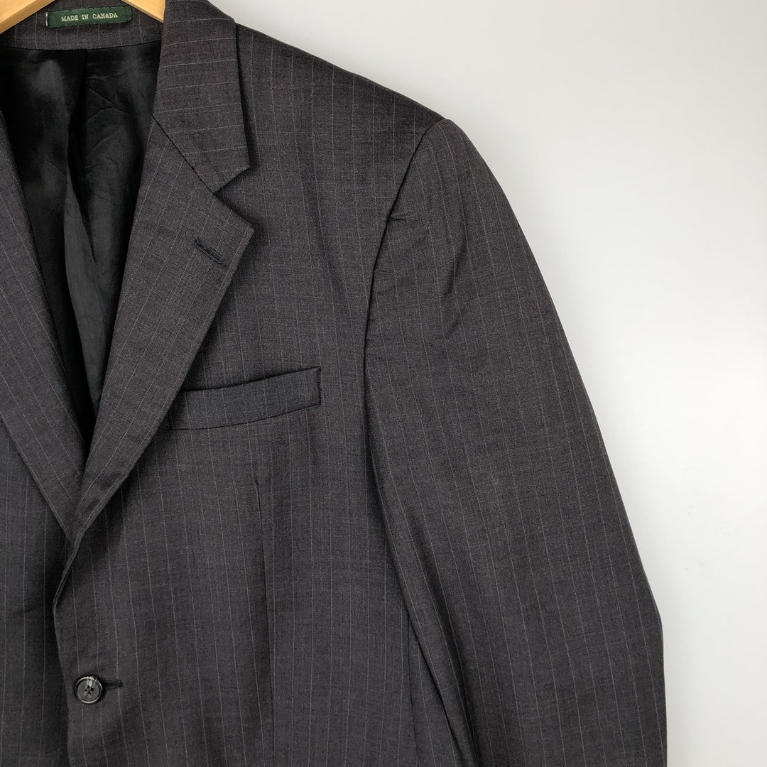 Ralph Lauren Lauren Striped Wool Tailored Jacket, Made in Canada, Men's Size M wool gray type Vintage Second Hand