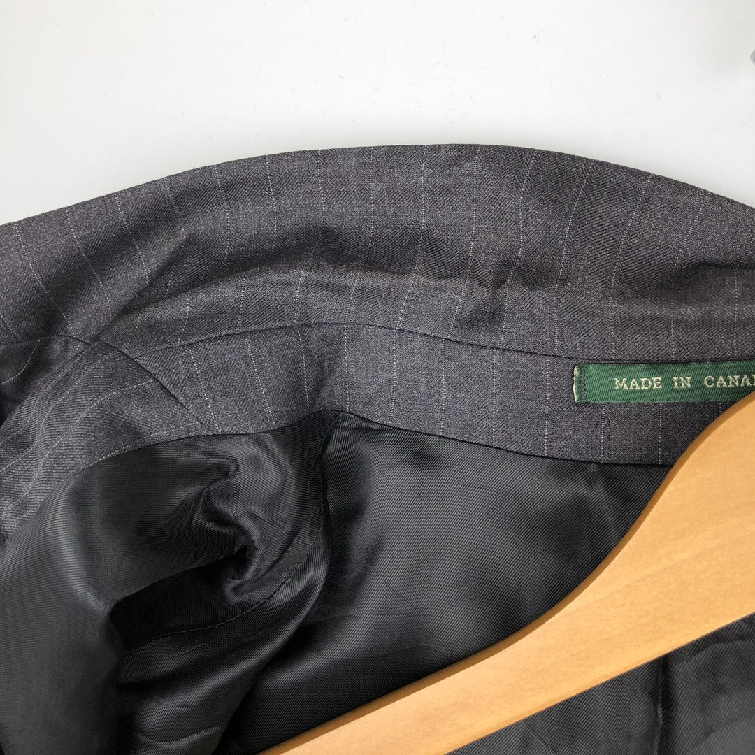 Ralph Lauren Lauren Striped Wool Tailored Jacket, Made in Canada, Men's Size M wool gray type Vintage Second Hand