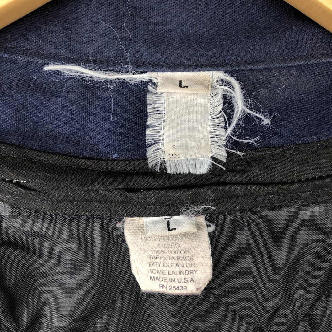 Vintage padded work jacket, made in the USA, size L, men's Nylon navy blue type Vintage Second Hand
