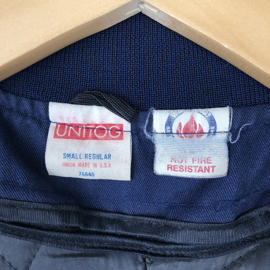 Vintage 70s-80'S UNITOG padded work jacket, made in the USA, size S, men's polyester navy blue type Vintage Second Hand