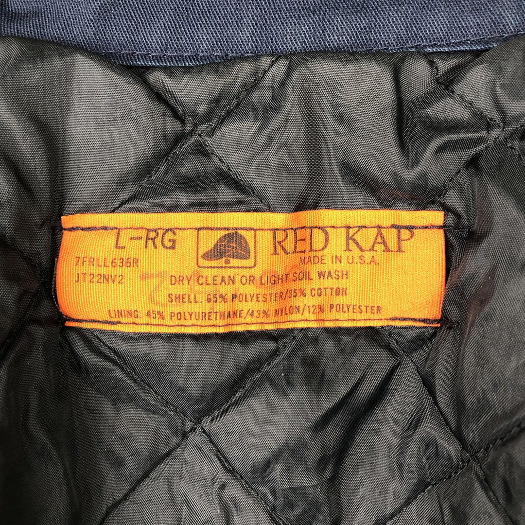 1990'S Red Kap Work Jacket, Made in USA, Men's Size L, Vintage polyester navy blue type Vintage Second Hand