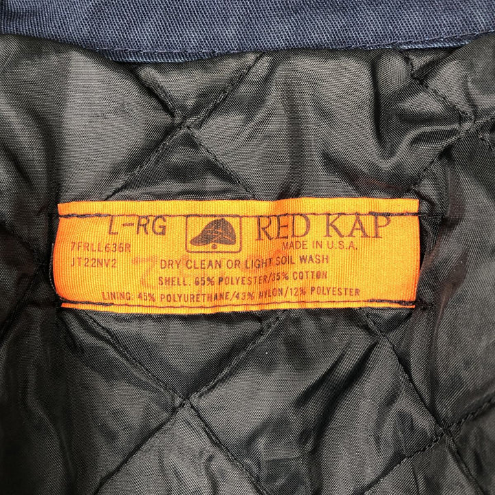 1990'S Red Kap Work Jacket, Made in USA, Men's Size L, Vintage polyester navy blue type Vintage Second Hand