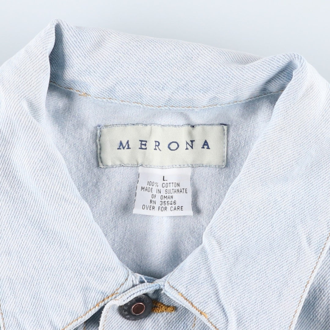MERONA Denim Jacket, Men's Size L cotton Blue type light blue Vintage Second Hand