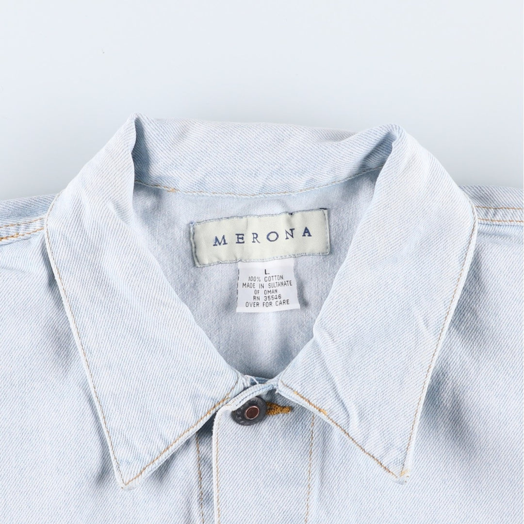 MERONA Denim Jacket, Men's Size L cotton Blue type light blue Vintage Second Hand