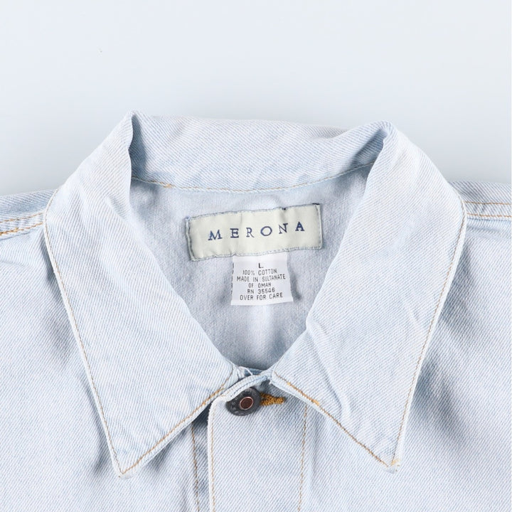 MERONA Denim Jacket, Men's Size L cotton Blue type light blue Vintage Second Hand