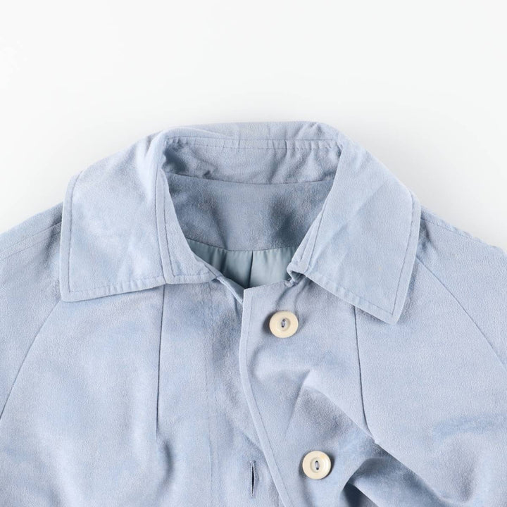 Women's Balmacaan Coat, Size L polyester Blue type light blue Vintage Second Hand