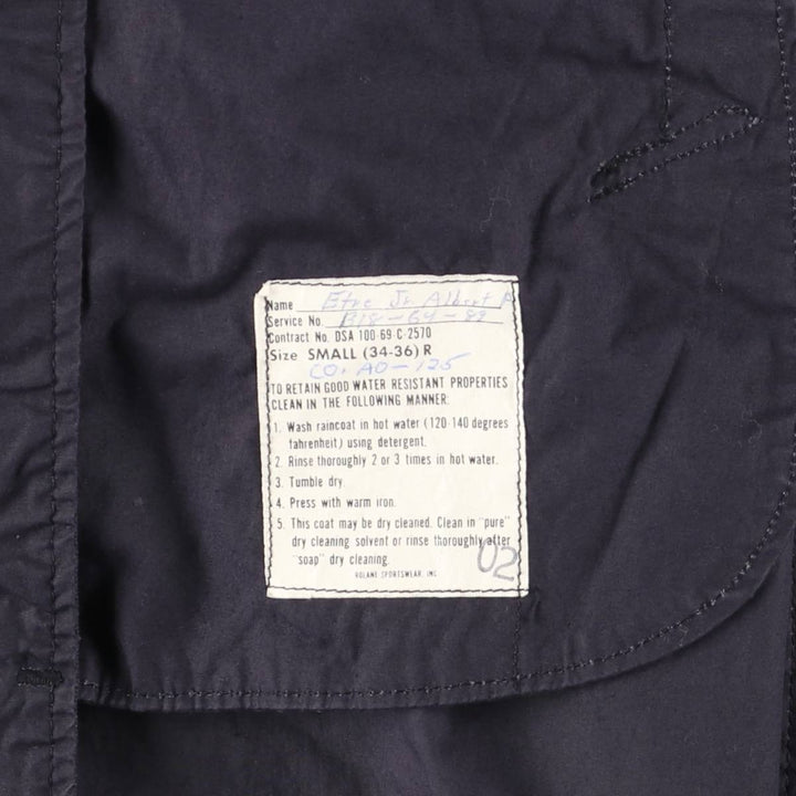 Vintage 1960'S Military Trench Coat, Small (34-36), Men's Size S unclear navy blue type Vintage Second Hand