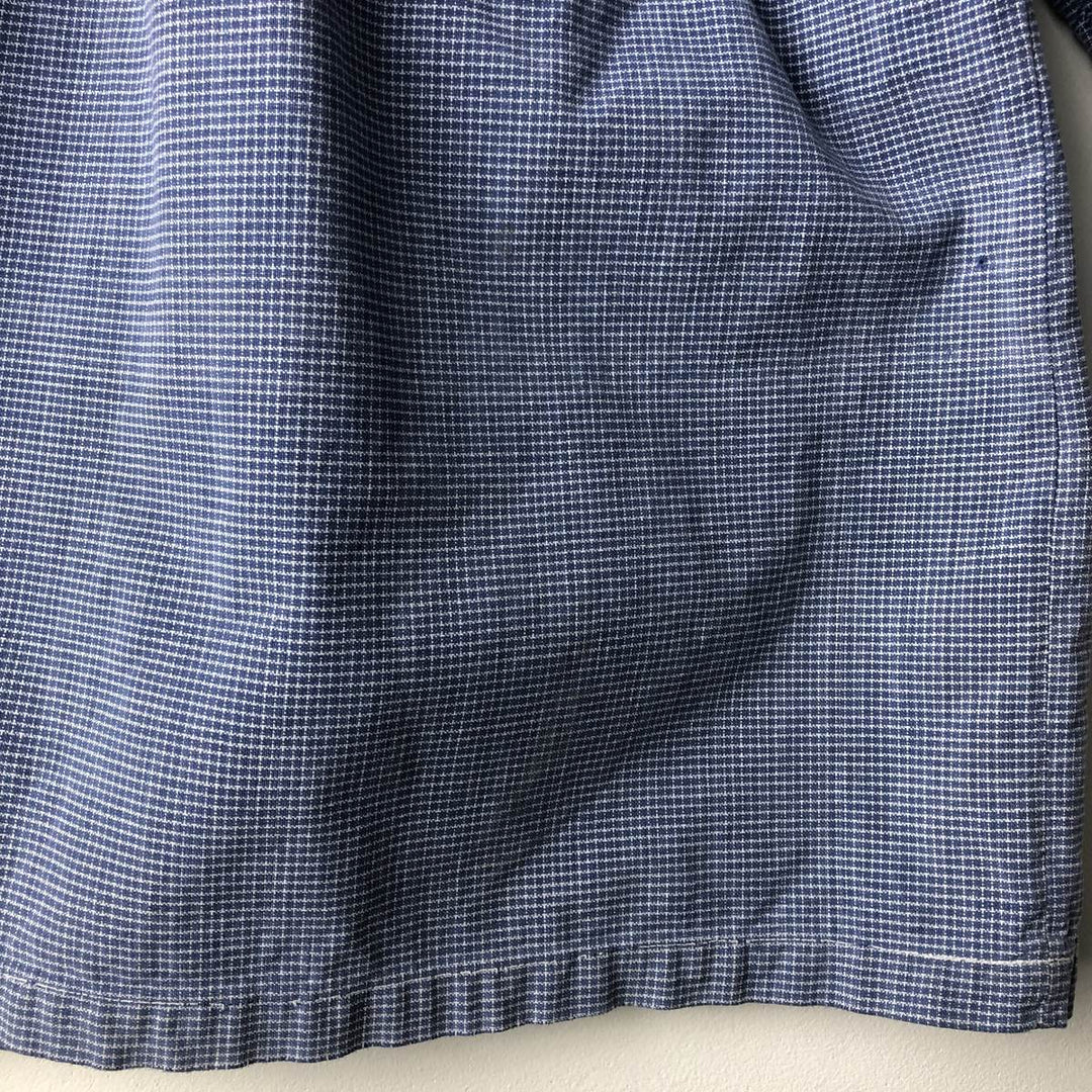 Check Pattern Long Sleeve Pullover Shirt, Men's Size L, Regular Collar unclear Blue type light blue Vintage Second Hand