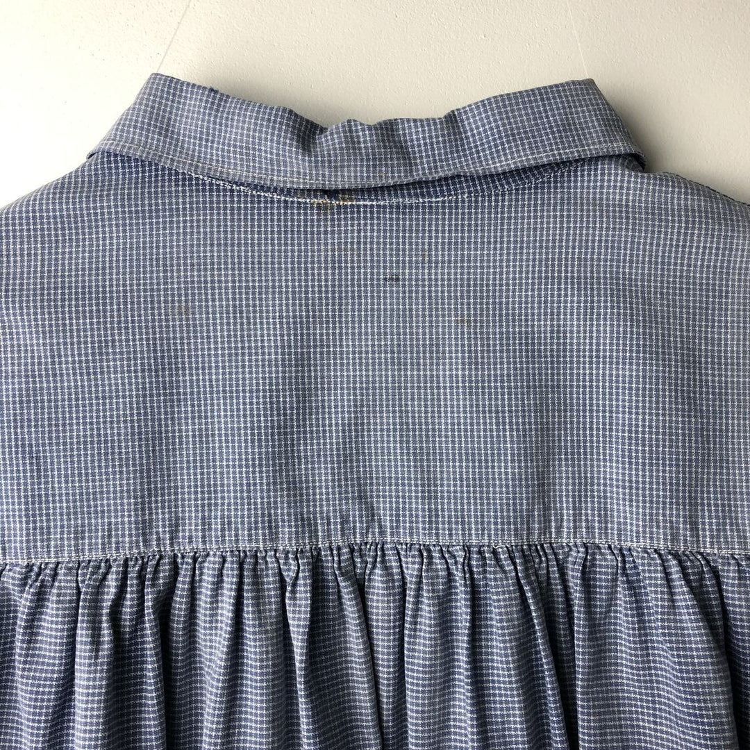 Check Pattern Long Sleeve Pullover Shirt, Men's Size L, Regular Collar unclear Blue type light blue Vintage Second Hand