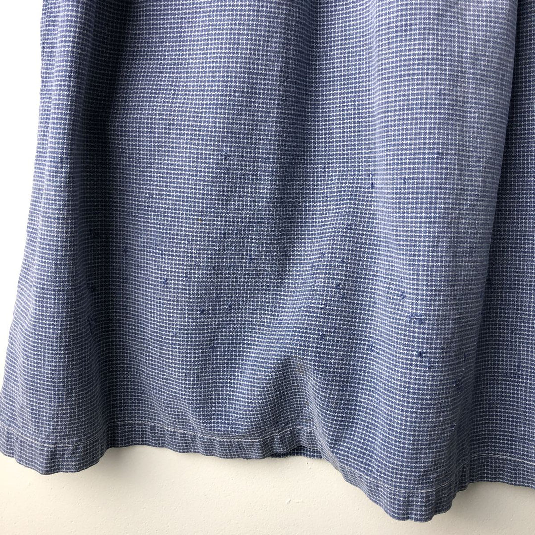 Check Pattern Long Sleeve Pullover Shirt, Men's Size L, Regular Collar unclear Blue type light blue Vintage Second Hand