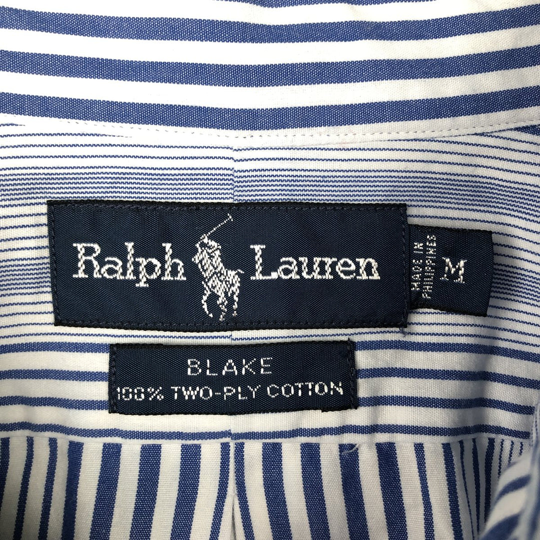 Ralph Lauren BLAKE Multi-Stripe Long Sleeve Button-Down Striped Shirt, Men's M cotton white type Vintage Second Hand