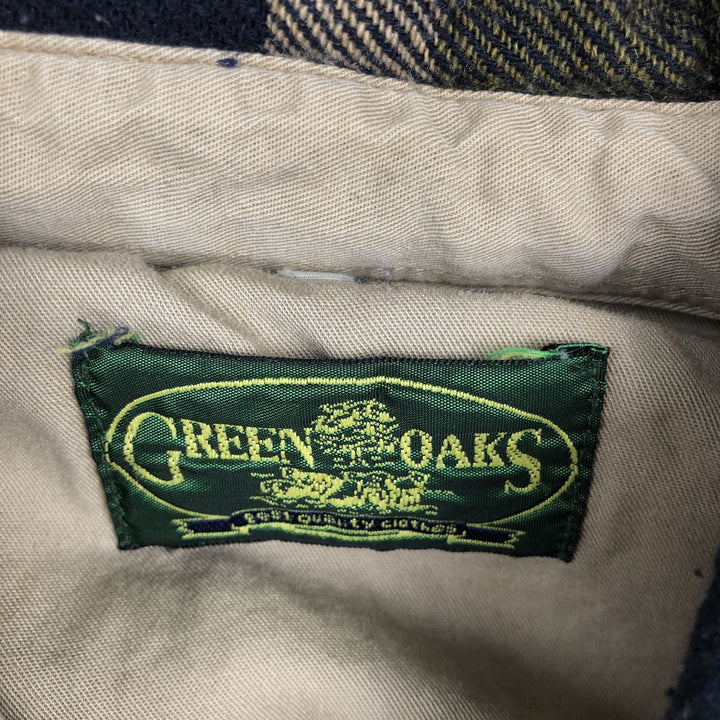 Vintage Green Oaks long-sleeved button-down flannel check shirt, men's size XL unclear Khaki type Vintage Second Hand