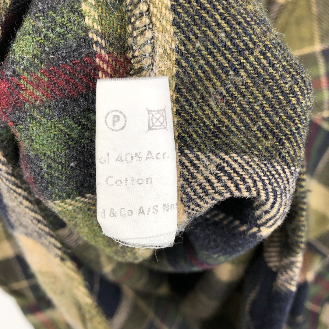 Vintage Green Oaks long-sleeved button-down flannel check shirt, men's size XL unclear Khaki type Vintage Second Hand