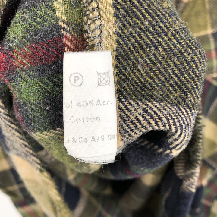 Vintage Green Oaks long-sleeved button-down flannel check shirt, men's size XL unclear Khaki type Vintage Second Hand