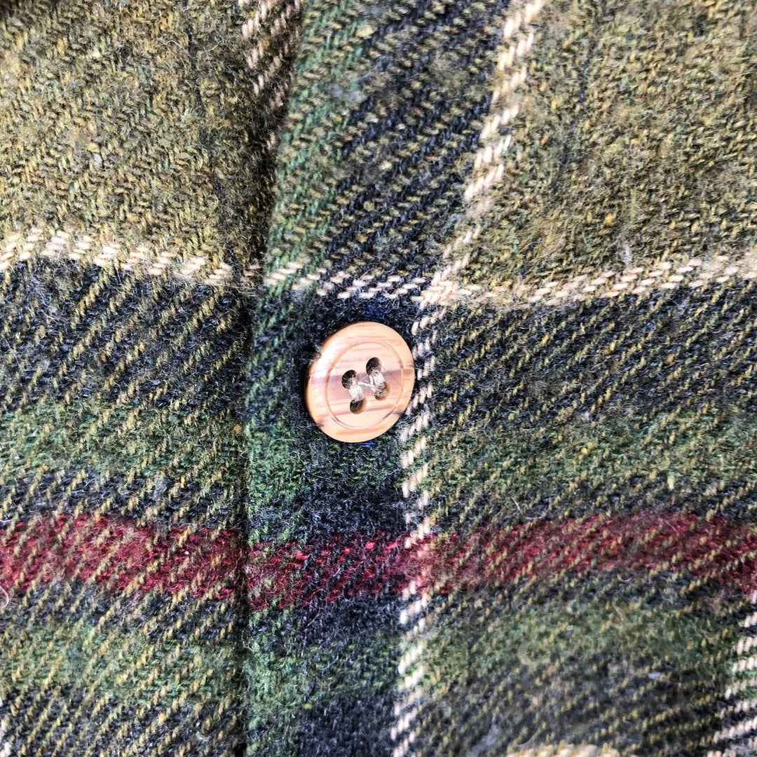 Vintage Green Oaks long-sleeved button-down flannel check shirt, men's size XL unclear Khaki type Vintage Second Hand