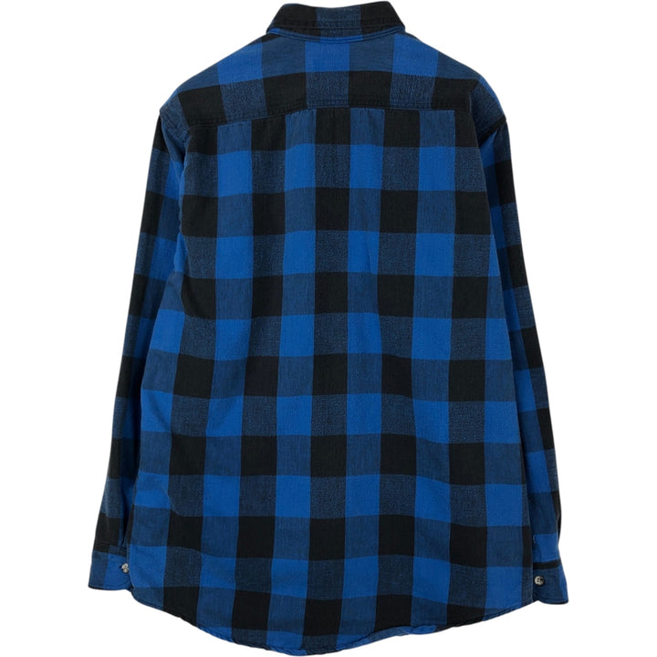 90'S Vintage Eddie Bauer Long Sleeve Flannel Check Shirt, Men's Size XL cotton blue type Vintage Second Hand