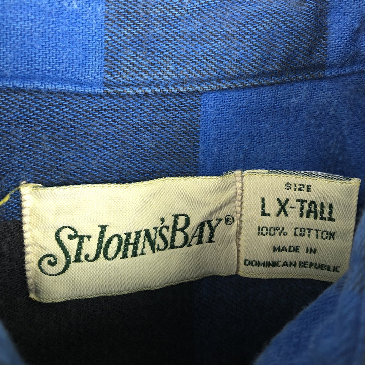 90'S Vintage Eddie Bauer Long Sleeve Flannel Check Shirt, Men's Size XL cotton blue type Vintage Second Hand