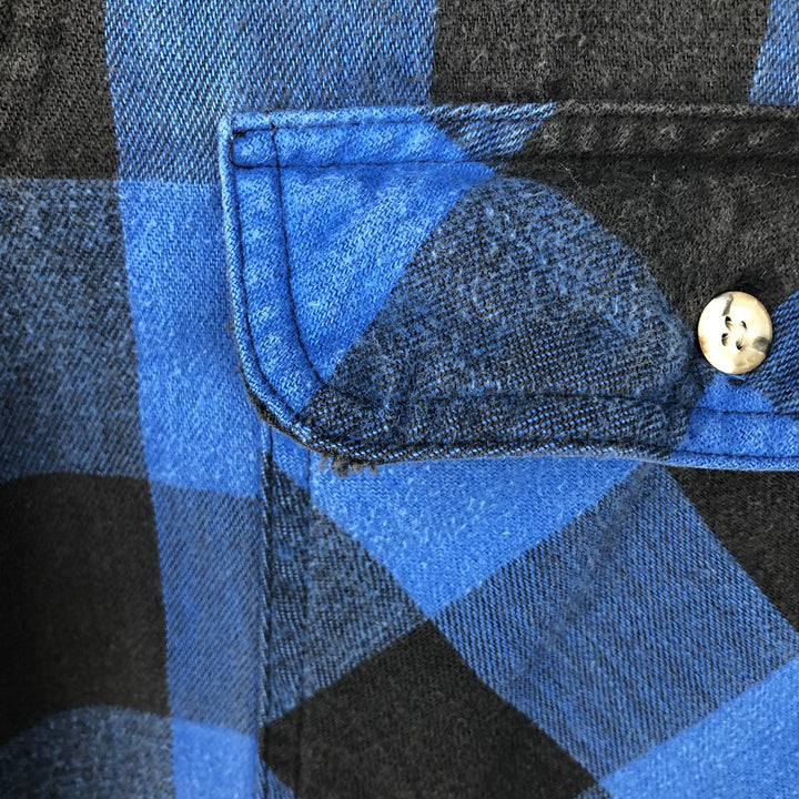 90'S Vintage Eddie Bauer Long Sleeve Flannel Check Shirt, Men's Size XL cotton blue type Vintage Second Hand