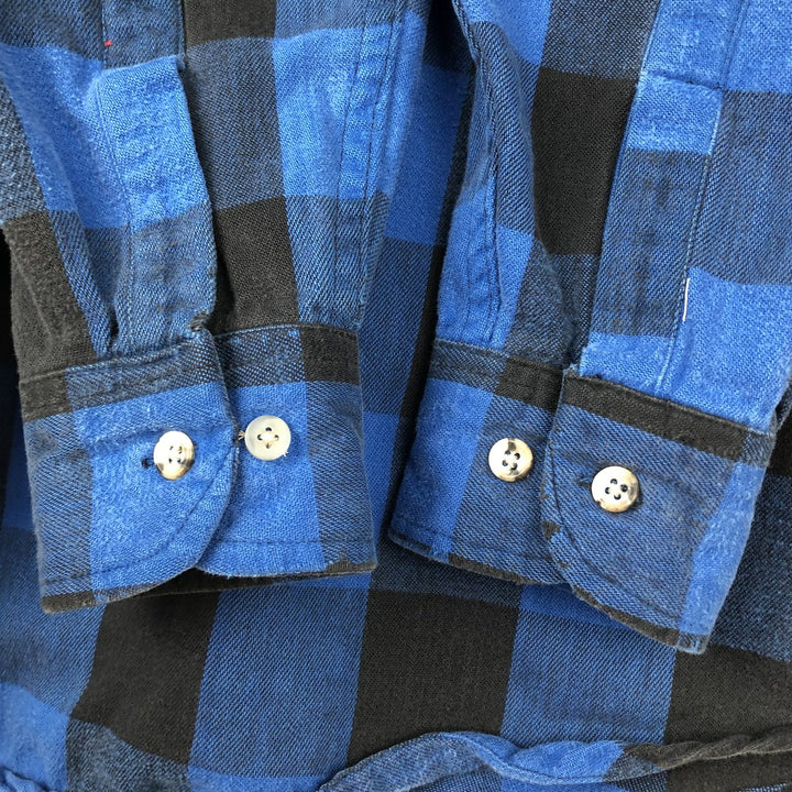 90'S Vintage Eddie Bauer Long Sleeve Flannel Check Shirt, Men's Size XL cotton blue type Vintage Second Hand