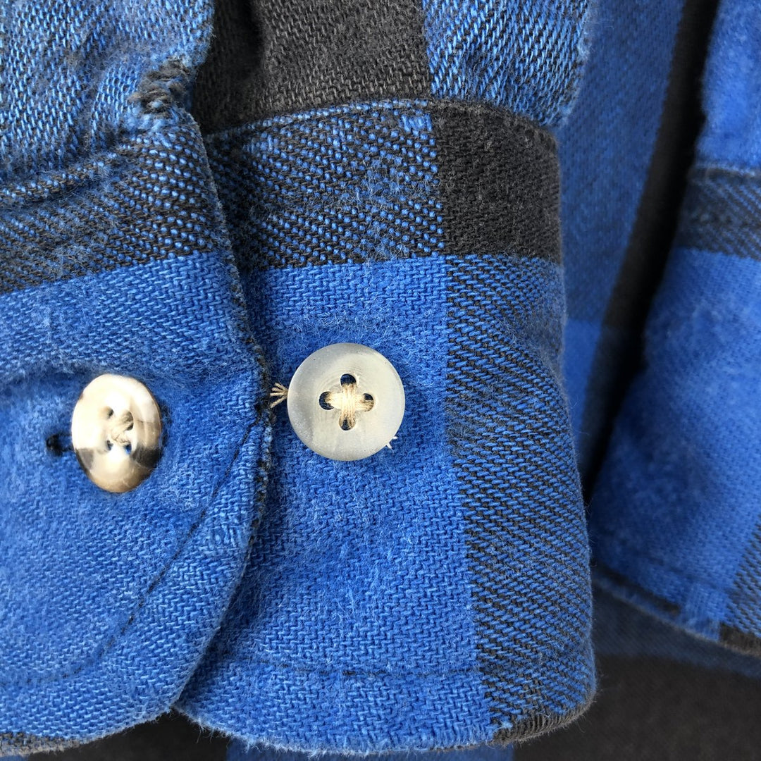 90'S Vintage Eddie Bauer Long Sleeve Flannel Check Shirt, Men's Size XL cotton blue type Vintage Second Hand