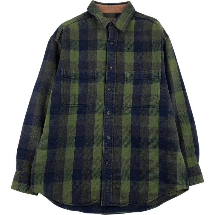 Vintage 90s-00'S St. John's Bay buffalo check long-sleeve flannel check shirt, size M, men's cotton blue type Vintage Second Hand