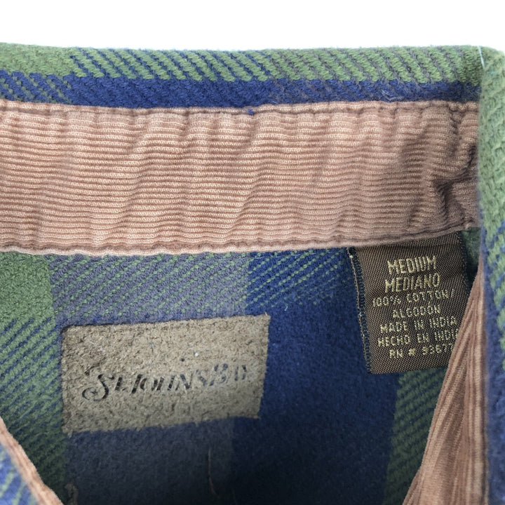 Vintage 90s-00'S St. John's Bay buffalo check long-sleeve flannel check shirt, size M, men's cotton blue type Vintage Second Hand