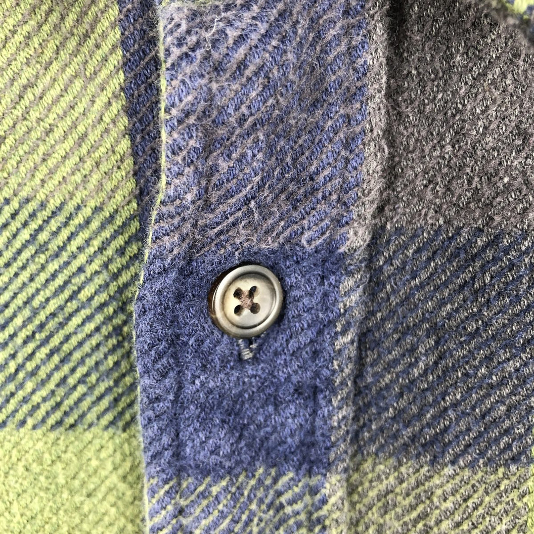 Vintage 90s-00'S St. John's Bay buffalo check long-sleeve flannel check shirt, size M, men's cotton blue type Vintage Second Hand