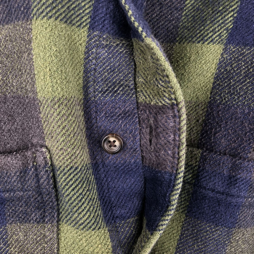 Vintage 90s-00'S St. John's Bay buffalo check long-sleeve flannel check shirt, size M, men's cotton blue type Vintage Second Hand